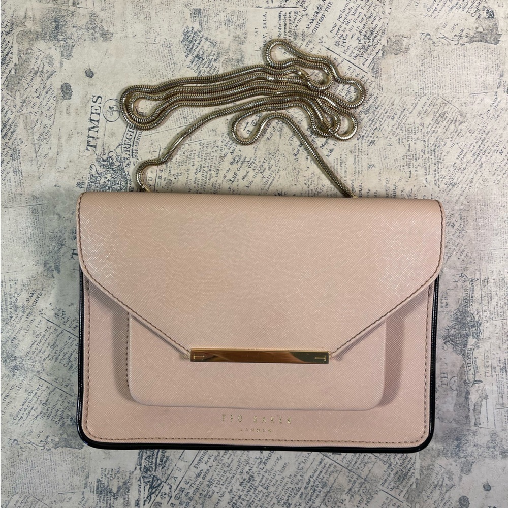 Ted Baker London Leather Crossbody Bag Black Designer Shoulder Purse Gold Hardwa
